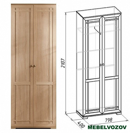 Шкаф распашной Sherlock11 для одежды (Дуб Сонома) от компании Мебельвозов в Нижнем Новгороде