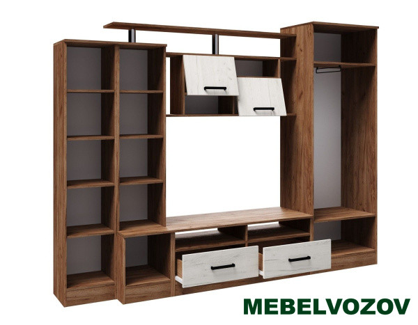 Гостиная Оскар-5 (дуб крафт табачный/дуб крафт белый) - фото от интернет магазина Mebelvozov в Нижнем Новгороде Гостиная Оскар-5 (дуб крафт табачный/дуб крафт белый) от интернет магазина Mebelvozov в Нижнем Новгороде
