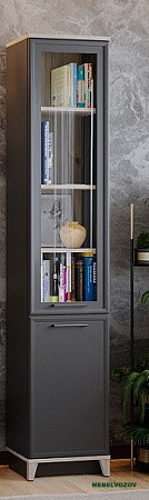 Aurelio 10 (гостиная) Шкаф для книг (модуль 152), Антрацит-Блеквуд Сатиновый от компании Мебельвозов