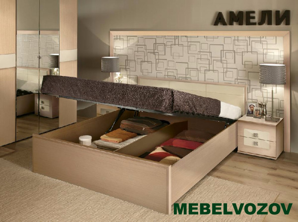 Кровать полутороспальная с подьемным механизмом 1400+3.2 АМЕЛИ ЛЮКС 301  от магазина Мебельвозов в Нижнем Новгороде