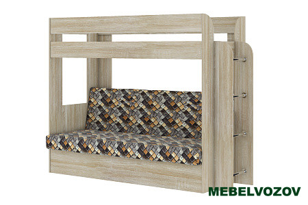 Кровать-Диван 2-х этажная Карамель 75 (дуб сонома светлый) детальное изображение от магазина mebelvozov.ru в Нижнем Новгороде
