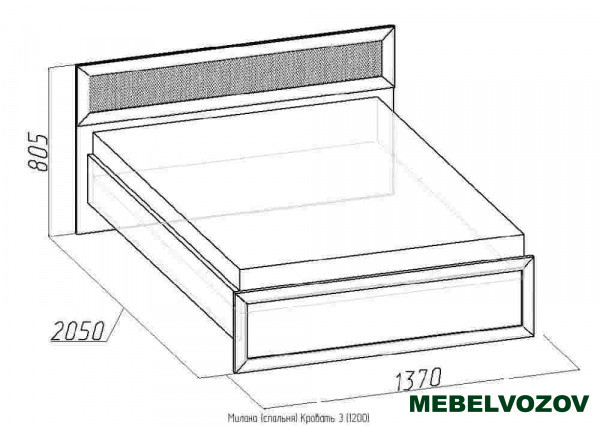 Кровать односпальная 3 Милана 1200 см (Орех) от магазина Мебельвозов в Нижнем Новгороде