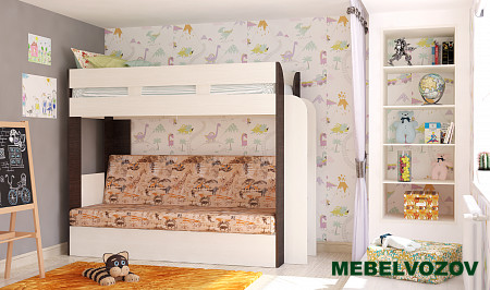 Кровать-Диван 2-х этажная Карамель 75 (анкор светлый/бодега темный) детальное изображение от магазина mebelvozov.ru в Нижнем Новгороде