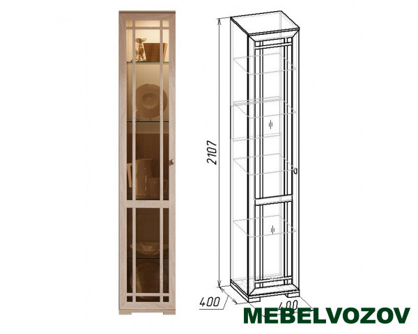 Витрина для гостиной Sherlock13 Шкаф для посуды, ЛЕВЫЙ (Дуб Сонома) от Mebelvozov в Нижнем Новгороде