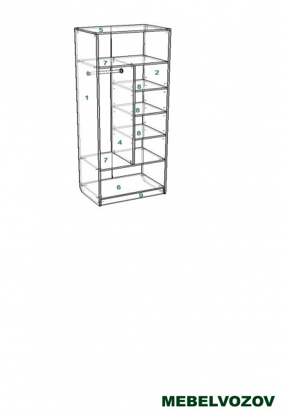 Шкаф 2-х створчатый Смарти (со штангой и полками) детальное изображение от магазина mebelvozov.ru в Нижнем Новгороде