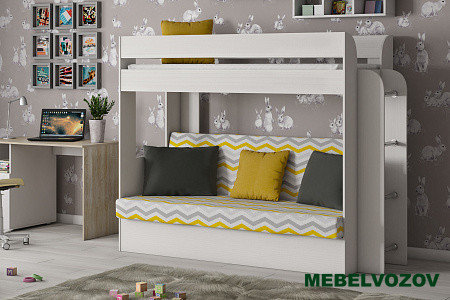 Кровать-Диван 2-х этажная Карамель 75 (Бодега светлый/бодега светлый) детальное изображение от магазина mebelvozov.ru в Нижнем Новгороде