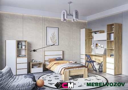 Подростковая мебель Хелен (БЕЛЫЙ/ДУБ КРАФТ ЗОЛОТО) детальное изображение от магазина mebelvozov.ru в Нижнем Новгороде