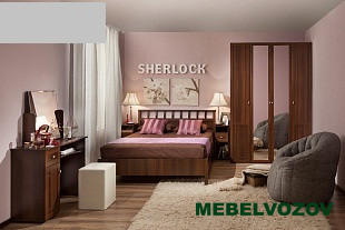 Кровать-Люкс двуспальная 1800 Sherlock 46 без основания, без матраса (Орех Шоколадный) от магазина Мебельвозов в Нижнем Новгороде