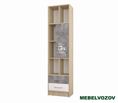 Пенал Колибри Лофт (дуб сонома/ателье светлое+акрил белый) детальное изображение от магазина mebelvozov.ru в Нижнем Новгороде