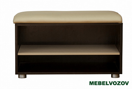 Обувница "Мини-Лайт" МЛ-8 с мягким элементом и открытыми полками (венге/ясень) от магазина Мебельвозов в Нижнем Новгороде