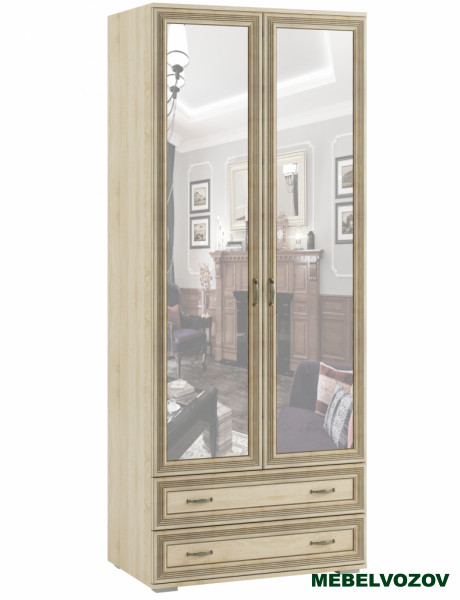 Шкаф двухстворчатый с зеркалом ЛШ-23 Ливорно (дуб сонома) от компании Мебельвозов в Нижнем Новгороде