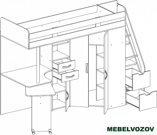 Кровать-чердак Карамель 77-03 (Анкор светлый/Бодега темный) детальное изображение от магазина mebelvozov.ru в Нижнем Новгороде