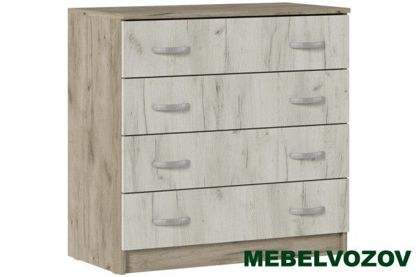 БАССА КМ 554 комод 4 ящика (ДУБ КРАФТ БЕЛЫЙ/ДУБ КРАФТ СЕРЫЙ) от магазина Мебельвозов в Нижнем Новгороде