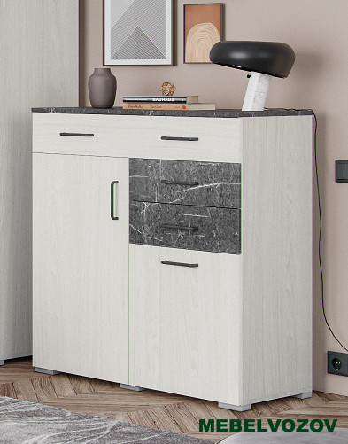 Теана комод (ясень анкор светлый/МДФ мрамор дарк) от магазина Мебельвозов в Нижнем Новгороде
