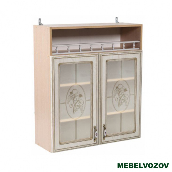 Шкаф-витрина навесной с открытой полкой 800 Анжелика (высота 920) фото от Мебельвозов в Нижнем Новгороде
