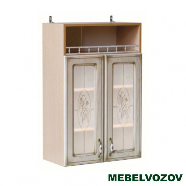 Шкаф-витрина навесной с открытой полкой 600 Анжелика (высота 920) фото от Мебельвозов в Нижнем Новгороде