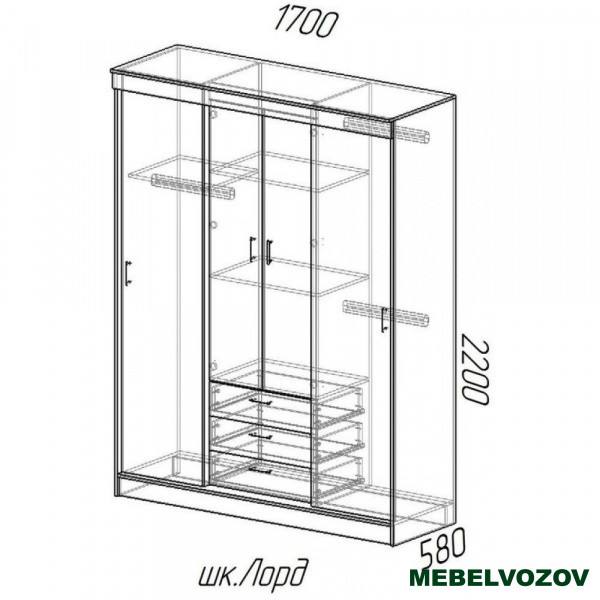 Шкаф-купе Лорд венге/лоредо от компании Мебельвозов в Нижнем Новгороде