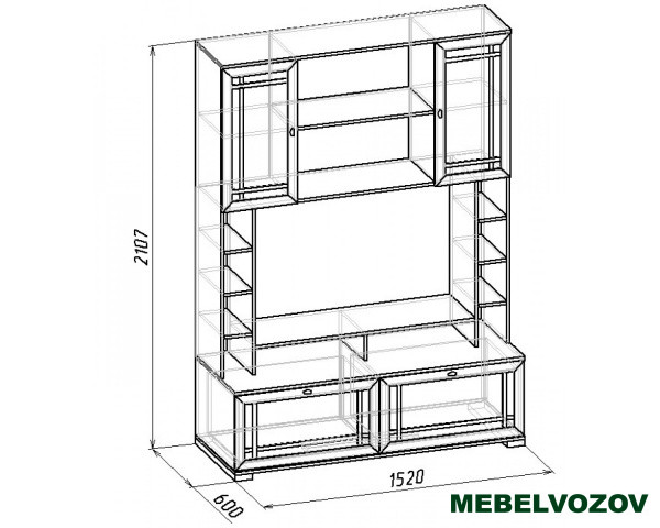 Стенка в гостиную Sherlock 1 Шкаф Орех шоколадный МЦН от интернет магазина Mebelvozov в Нижнем Новгороде