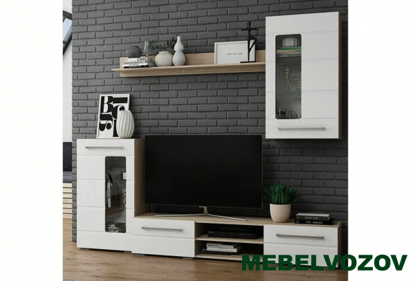 Гостиная Милан Комплект 1 (Дуб Сонома/Белый глянец) от Mebelvozov в Нижнем Новгороде