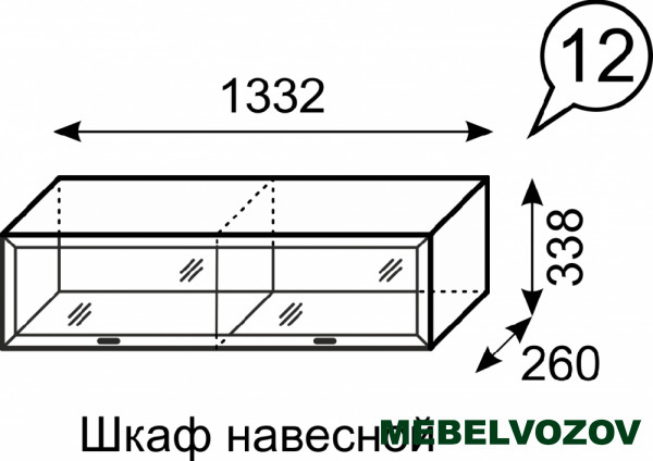 Шкаф навесной «Венеция» 12.  от компании Мебельвозов в Нижнем Новгороде