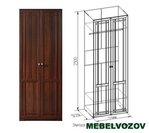 Шкаф распашной Sherlock 62 для одежды (Орех Шоколадный) от компании Мебельвозов в Нижнем Новгороде