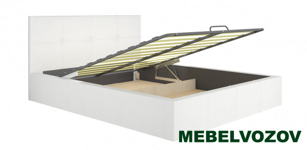Интерьерная кровать Милос 72-03(Белая кожа) с ящиком и ортопедом от магазина Мебельвозов в Нижнем Новгороде