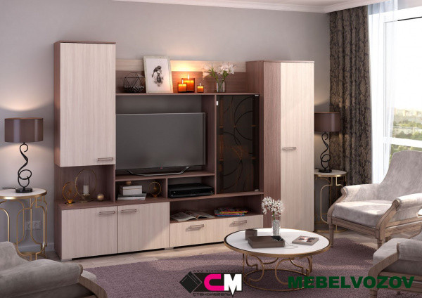 Стенка в гостиную Сиена (ясень шимо) от интернет магазина Mebelvozov в Нижнем Новгороде