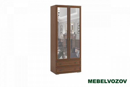 Шкаф двухстворчатый с зеркалом ЛШ-23 Ливорно (орех донской) от компании Мебельвозов в Нижнем Новгороде