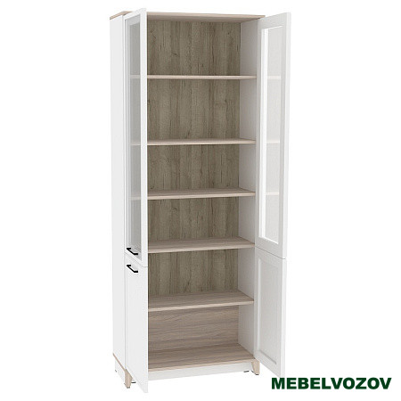 Aurelio 8 (гостиная) Шкаф для книг (модуль 178), Белый-Блеквуд Сатиновый от компании Мебельвозов