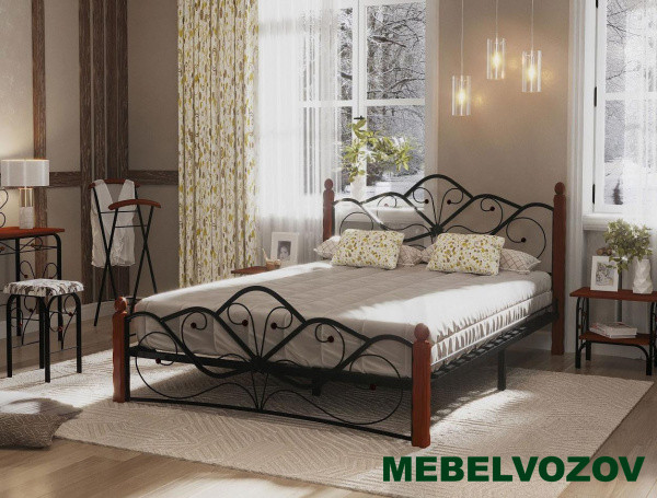 Кровать ВЕНЕРА-1 1400 (чёрный/махагон) от магазина Мебельвозов в Нижнем Новгороде