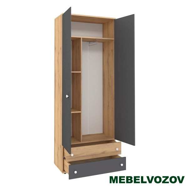 Шкаф для одежды и белья серый Лойс 92 детальное изображение от магазина mebelvozov.ru в Нижнем Новгороде