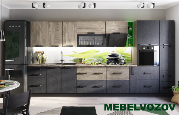 Модульная кухня Крафт 3.9м (Дуб Вотан/Дуб Эндгрейн) от магазина Мебельвозов в Нижнем Новгороде