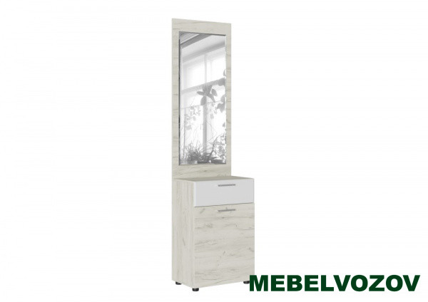 САФАРИ ТМ-002 Тумба с зеркалом (Дуб крафт белый) от магазина Мебельвозов в Нижнем Новгороде