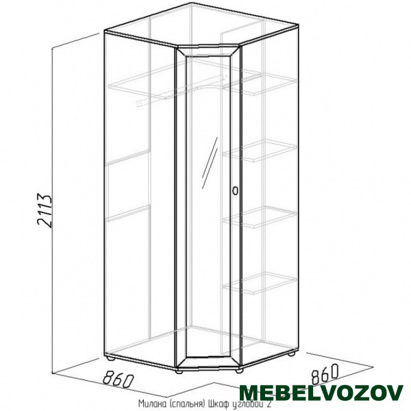 Шкаф угловой 2 "Милана" (с зеркалом) от компании Мебельвозов в Нижнем Новгороде