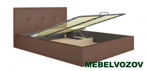 фото Интерьерная кровать Милос 72-02(Коричневая кожа) с ящиком и ортопедом от магазина Мебельвозов в Нижнем Новгороде Интерьерная кровать Милос 72-02(Коричневая кожа) с ящиком и ортопедом от магазина Мебельвозов в Нижнем Новгороде