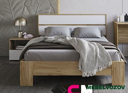 ХЕЛЕН КР 02 Кровать 1400 (БЕЛЫЙ/ДУБ КРАФТ ЗОЛОТО) от магазина Мебельвозов в Нижнем Новгороде
