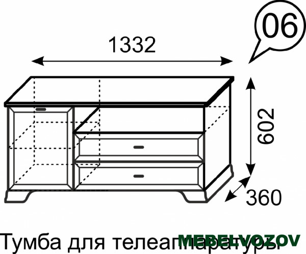 Тумба под ТВ «Венеция» 6 от интернет магазина Mebelvozov в Нижнем Новгороде
