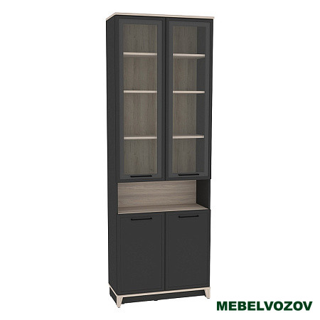 Aurelio 7 (гостиная) Шкаф для книг (модуль 176), Антрацит-Блеквуд Сатиновый от компании Мебельвозов
