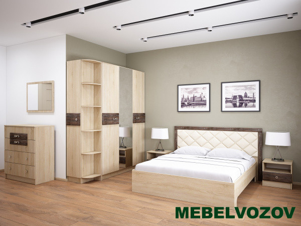 фото Спальня Мадлен Комплект 1 (Дуб Сонома/Дуб Шале мореный) от магазина Мебельвозов в Нижнем Новгороде Спальня Мадлен Комплект 1 (Дуб Сонома/Дуб Шале мореный) от магазина Мебельвозов в Нижнем Новгороде