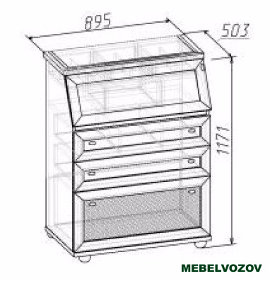 Комод-секретер 1 Милана (Орех) от магазина Мебельвозов в Нижнем Новгороде