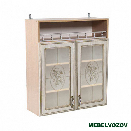 Шкаф-витрина навесной с открытой полкой 800 Анжелика (высота 920) фото от Мебельвозов в Нижнем Новгороде