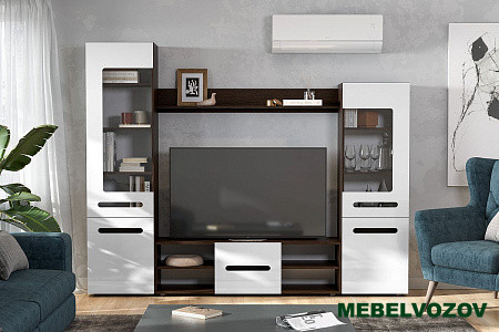 Стенка в гостиную "МГС 6" Исполнение 1 (Венге / Белый глянец) от интернет магазина Mebelvozov в Нижнем Новгороде