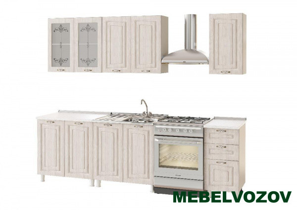 Белый кухонный гарнитур Прованс 2 Компоновка 3 от магазина Мебельвозов в Нижнем Новгороде