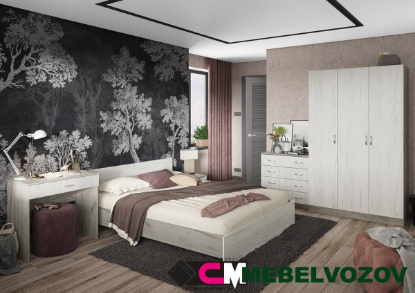 Модульная спальня Басса (ДУБ КРАФТ БЕЛЫЙ/ДУБ КРАФТ СЕРЫЙ) Комплект 2 от магазина Мебельвозов в Нижнем Новгороде