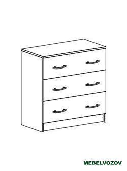 БАССА КМ 551-М комод 3 ящика (ДУБ КРАФТ БЕЛЫЙ/ДУБ КРАФТ СЕРЫЙ) от магазина Мебельвозов в Нижнем Новгороде