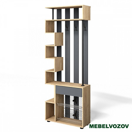Вешалка в Прихожую "Мини-Лайт" МЛ-1 (графит/дуб крафт золотой) от магазина Мебельвозов в Нижнем Новгороде