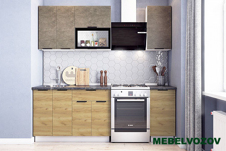 Кухонный гарнитур Стоун 1600 (белый/камень темно-серый/акация светлая) от магазина Мебельвозов в Нижнем Новгороде
