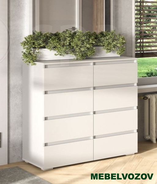 ХЕЛЕН КМ 04 Комод 8 ящиков (БЕЛЫЙ) от магазина Мебельвозов в Нижнем Новгороде
