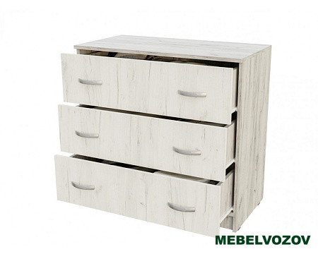 БАССА КМ 551-М комод 3 ящика (ДУБ КРАФТ БЕЛЫЙ/ДУБ КРАФТ СЕРЫЙ) от магазина Мебельвозов в Нижнем Новгороде