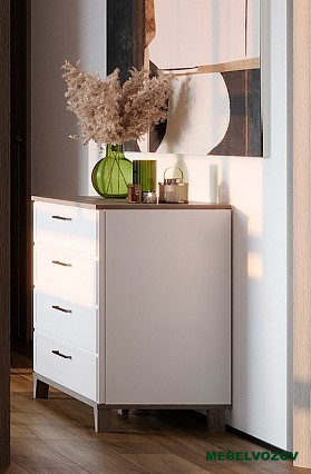 Aurelio 6 (гостиная) Комод (модуль 174), Белый-Блеквуд Сатиновый от магазина Мебельвозов в Нижнем Новгороде